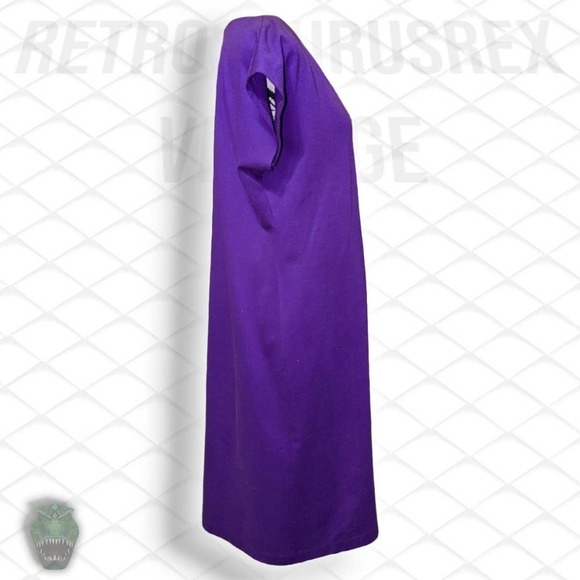 Vintage 1980's Grape Purple Rockabilly Twee Button Front / Back Secretary Dress - Picture 6 of 11